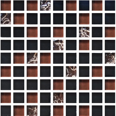 Роскошная Мозаика Стеклянная МС 2076 Черная Коричневая 30x30