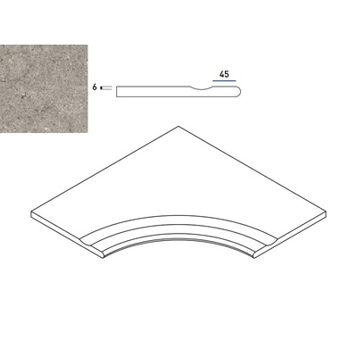 Italon Discover 620090001025 Грэй Борт С Выемкой Угловой Закруглённый 30 60x60 - керамическая плитка и керамогранит
