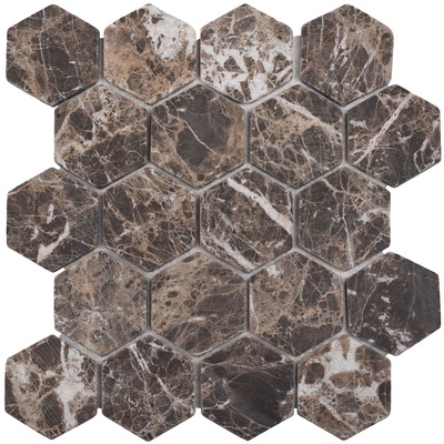 Starmosaic Wild Stone JMST6308TM Hexagon Dark Emperador Tumbled натур. мрамор 28.2x26