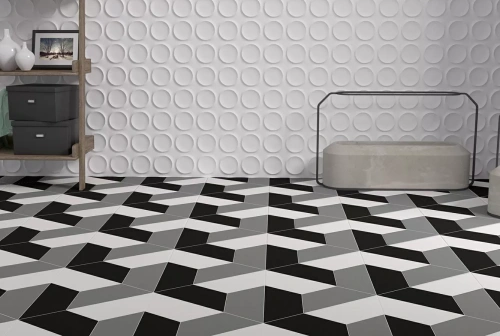 WOW Floor Tiles 102941 Chevron Floor A Ice White 9.8x52.2